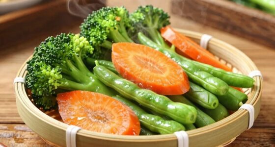 bright freshly steamed vegetables