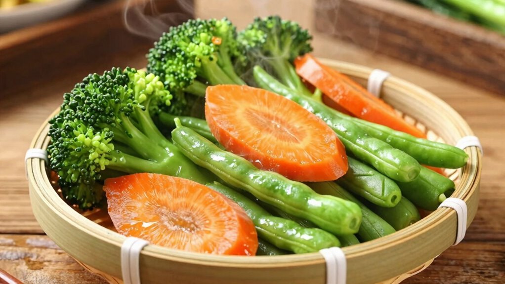 bright freshly steamed vegetables