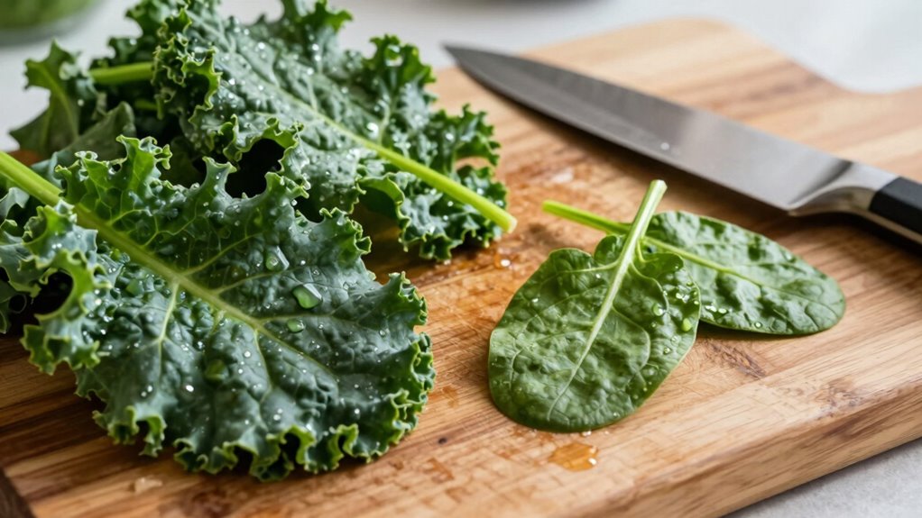 chop greens just before blending