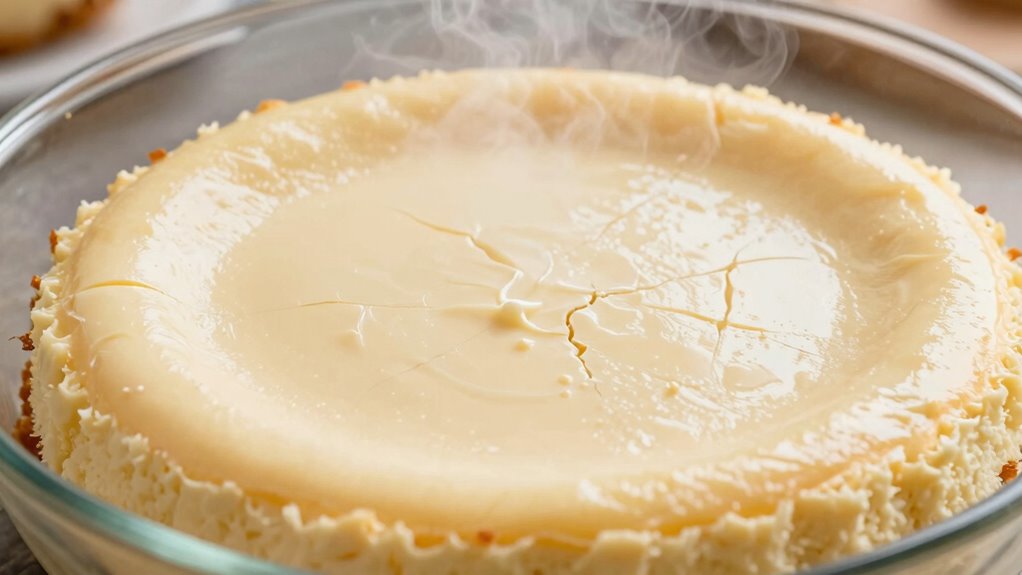 even heat prevents cheesecake cracks