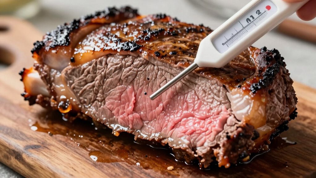 insert thermometer into center