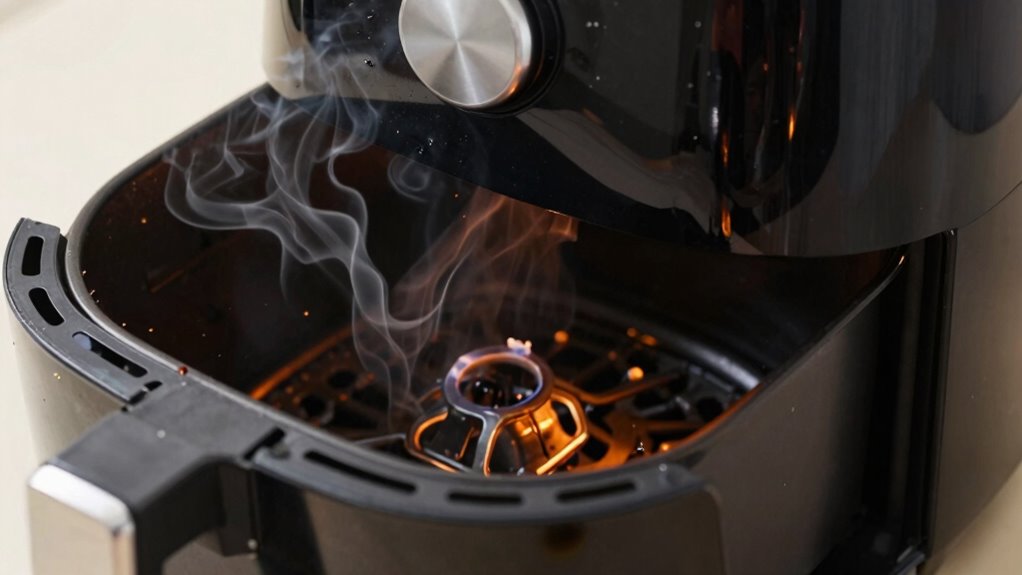 persistent smell and visible smoke