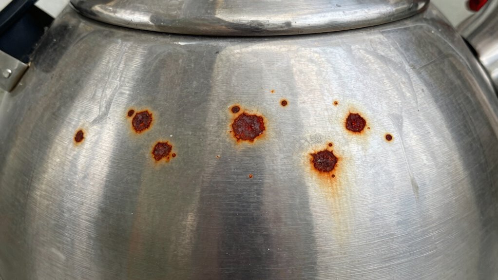 rust spots indicate corrosion buildup