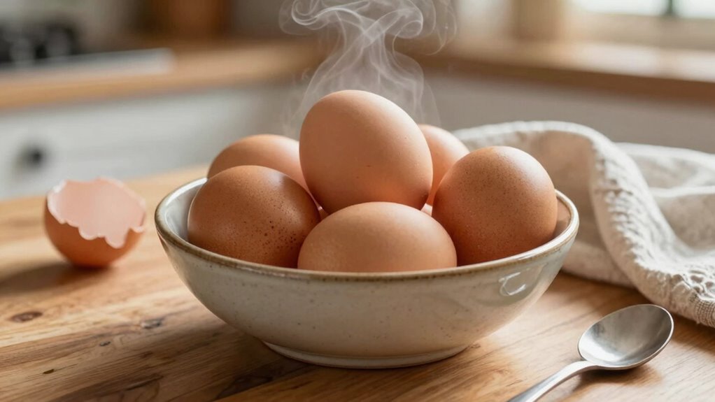 warm eggs gradually avoid cracks