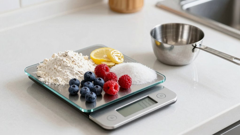 weigh key baking ingredients