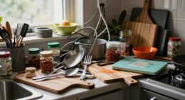 cluttered countertop difficult cooking