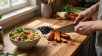 Roasted Sweet Potato, Black Bean, And Quinoa Salad